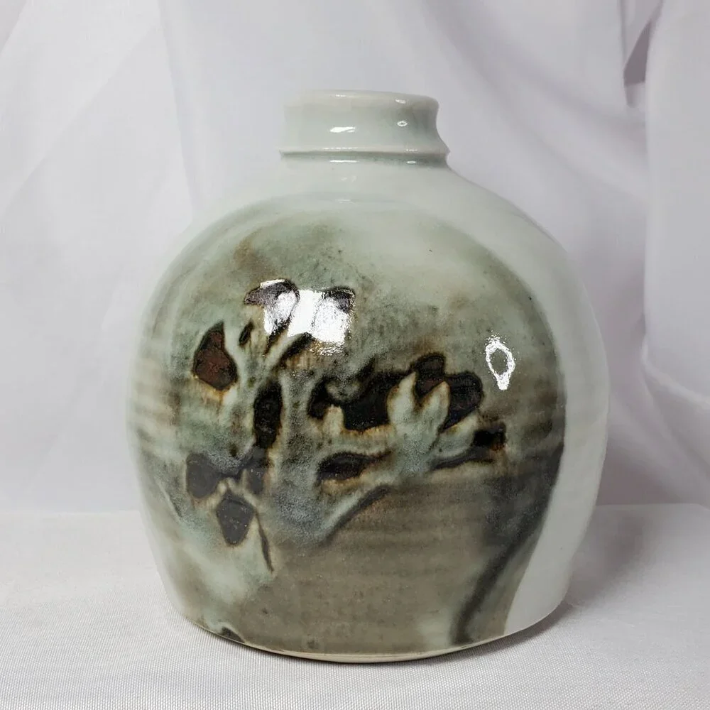 Vintage Handcrafted Bud Vase With Abstract Design Studio Art Artisan Made 5.25